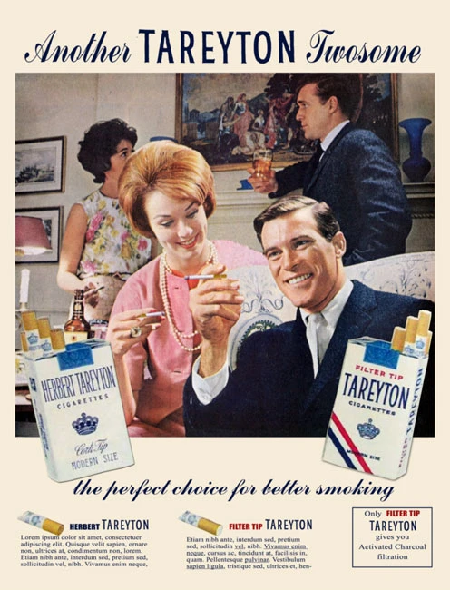 a reproduction of a cigarette ad from the 1960s